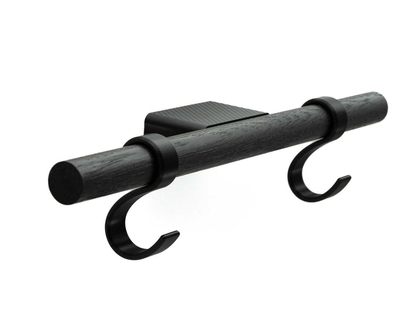Fahrradhelm Wand Halter aus Eiche - Wandhalterung mit modernem Design (Schwarz - Eiche Schwarz)