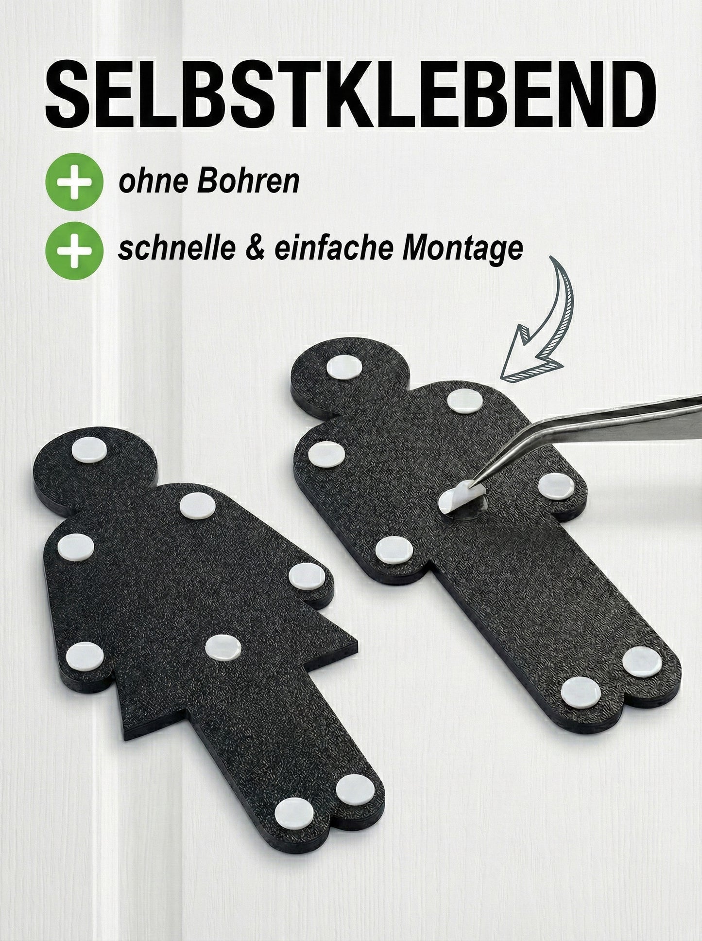 WC Schild Damen & Herren mit Lindenholz Dekor – Unisex Toilettenschild aus Kunststoff – Türschild für WC/Bad – Piktogramm Set für Büro, Praxis, Gastronomie & Zuhause