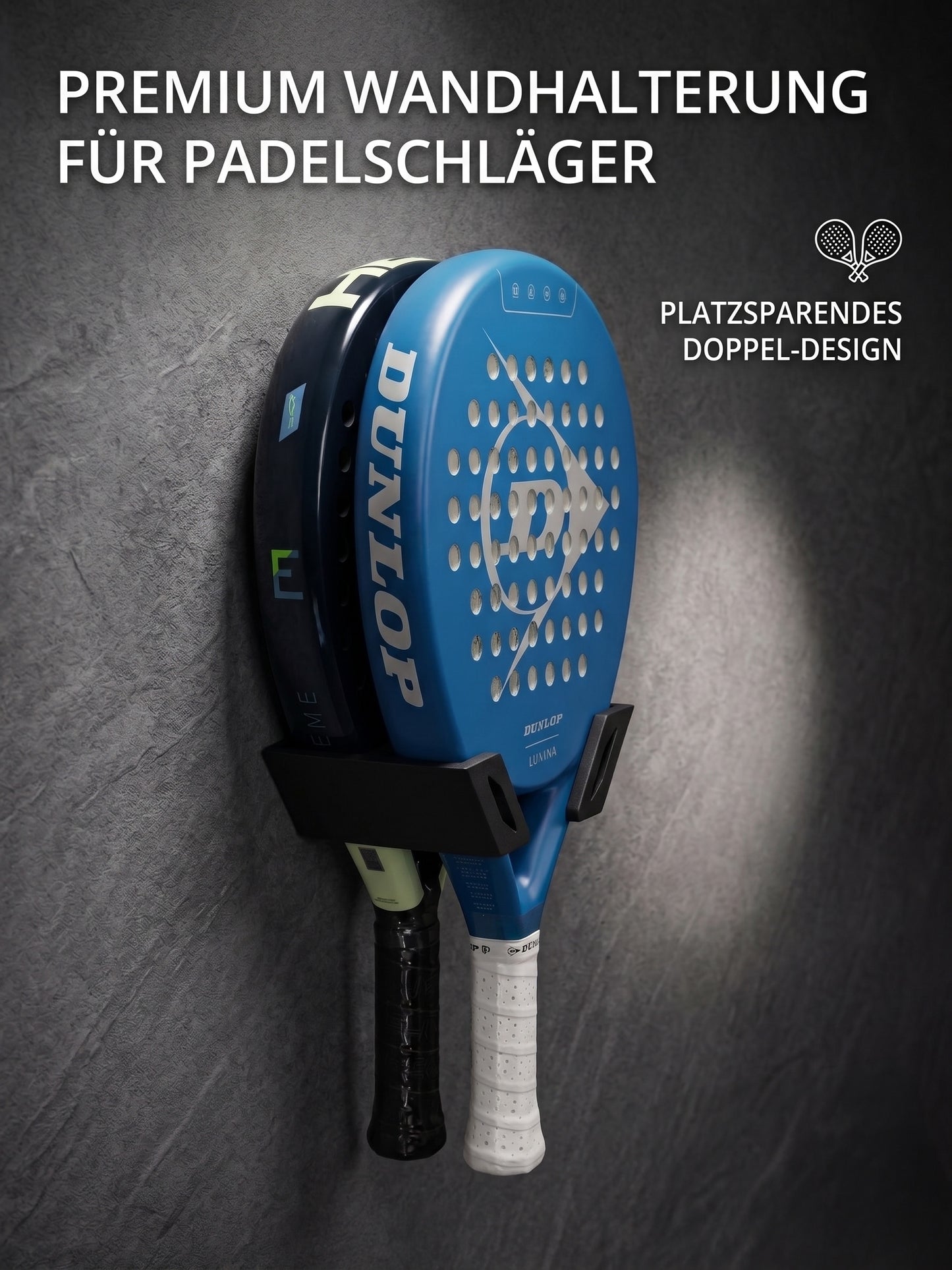 Padel Schlägerhalter Wandhalterung für 2 Schläger inkl. Schrauben & Dübel