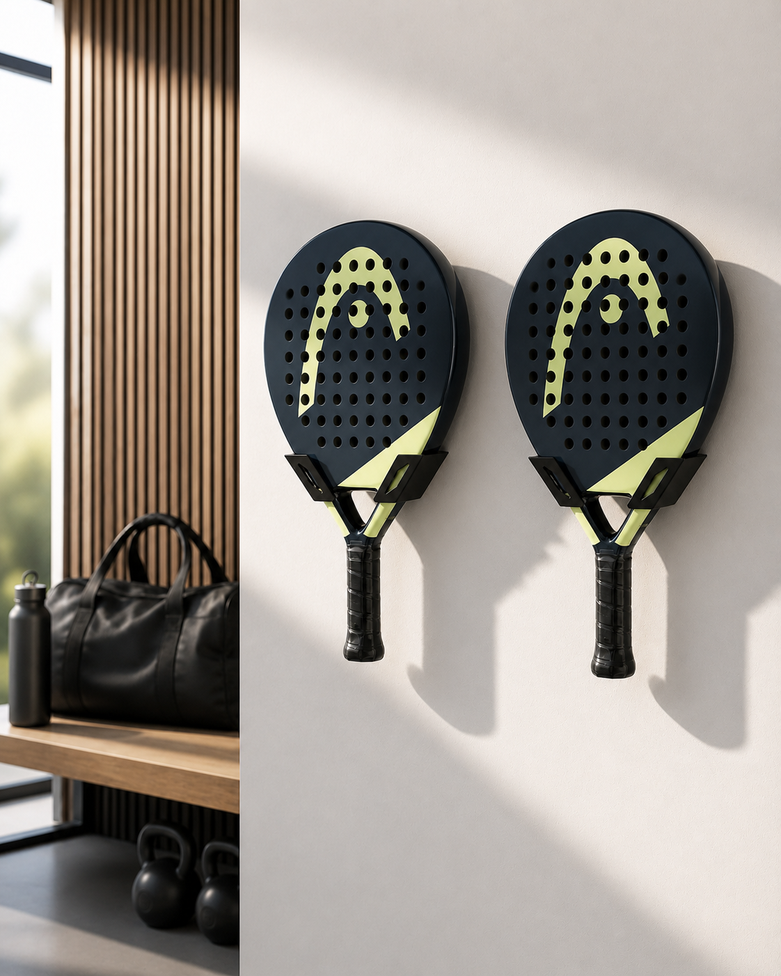 Padel-Wandhalter 2er-Set für Schläger – Wandhalterung inkl. Montagematerial