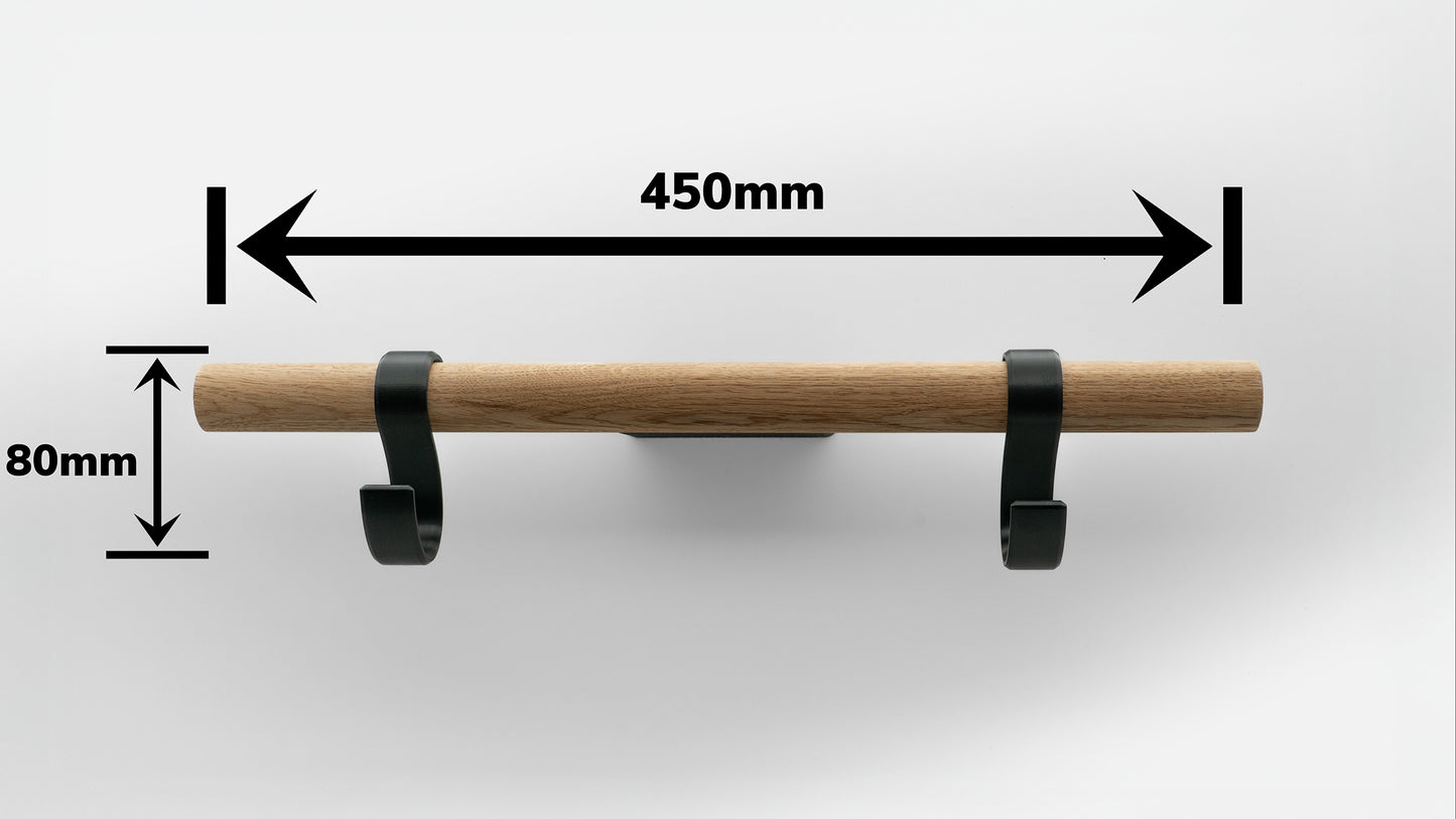 Fahrradhelm Wand Halter aus Eiche - Wandhalterung mit modernem Design – (Schwarz/Natur Eiche)