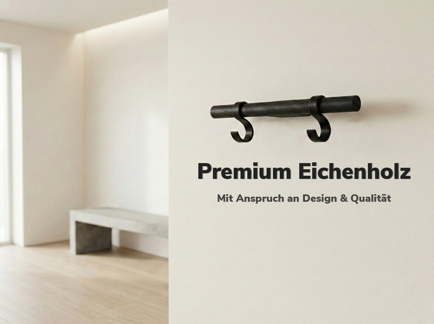 Fahrradhelm Wand Halter aus Eiche - Wandhalterung mit modernem Design (Schwarz - Eiche Schwarz)