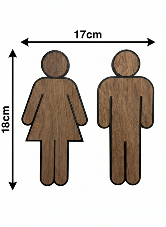 WC Schild Barrierefrei – Toilettenschild Rollstuhl aus Kunststoff mit Holz-Dekor – Modernes Behinderten WC Symbol – Türschild für barrierefreie Toilette & Bad (Nussbaumholz)