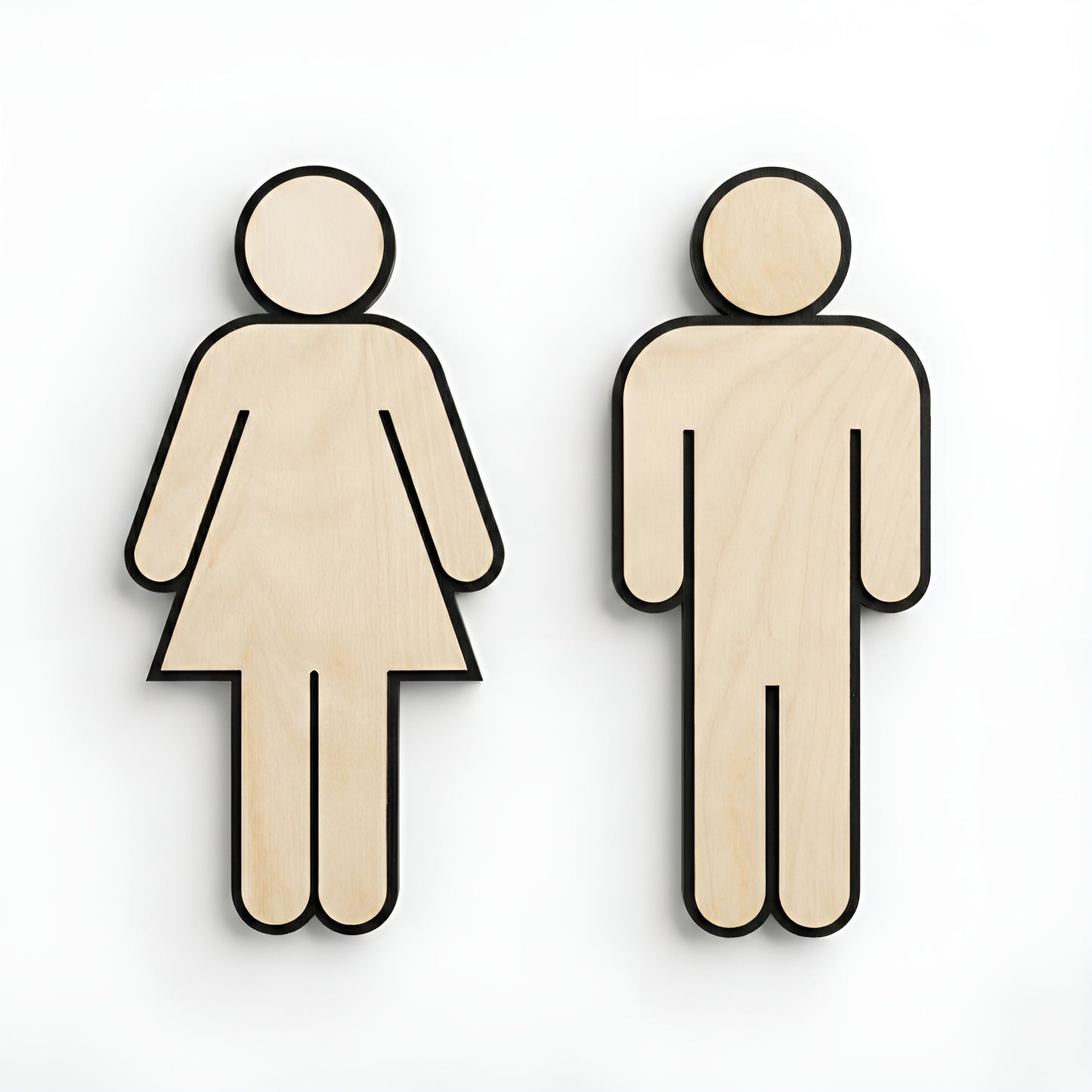 WC Schild Damen & Herren mit Lindenholz Dekor – Unisex Toilettenschild aus Kunststoff – Türschild für WC/Bad – Piktogramm Set für Büro, Praxis, Gastronomie & Zuhause