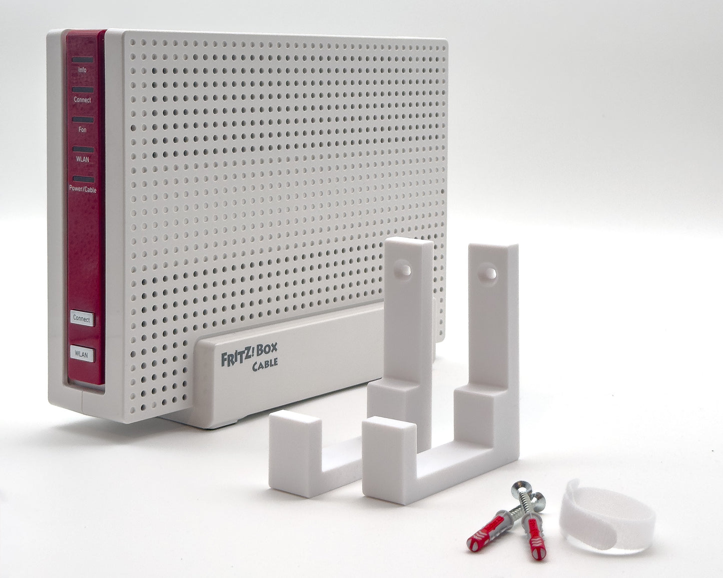 Wandhalter Halterung Set passend für Fritz!Box 6690, 6590 und 6591 Cable mit Befestigungsmaterial