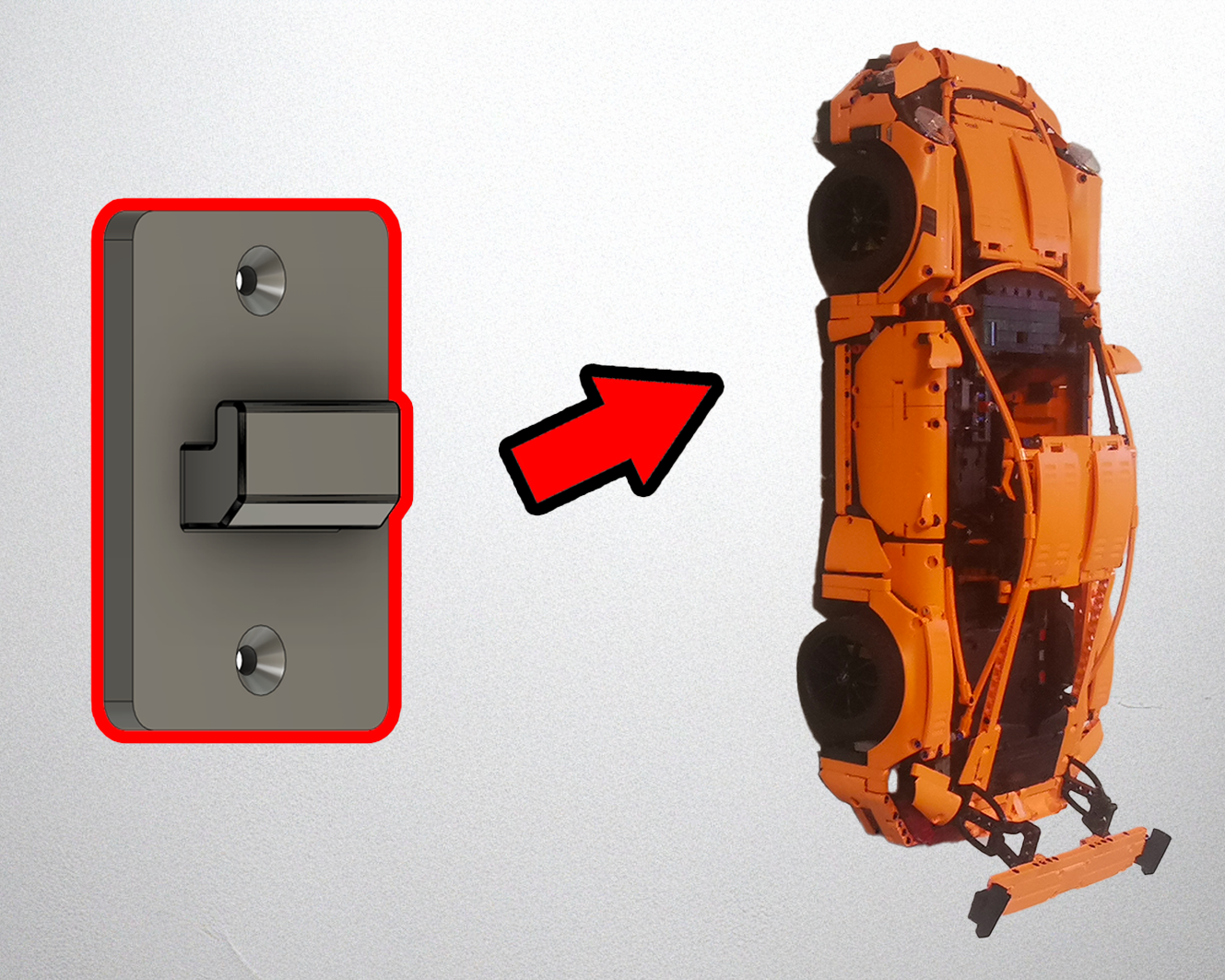 Wandhalterung für LEGO Technic Porsche 911 GT3 RS 42056 inkl. Befestigungsmaterial