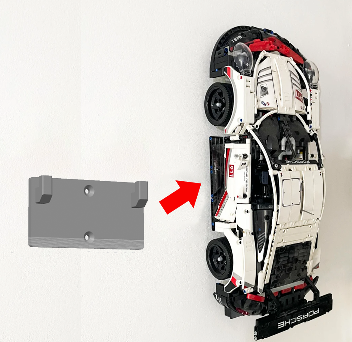 Wand Halterung Wandhalterung Befestigung für Lego 42096 Porsche 911 RSR V2 (Front hoch)