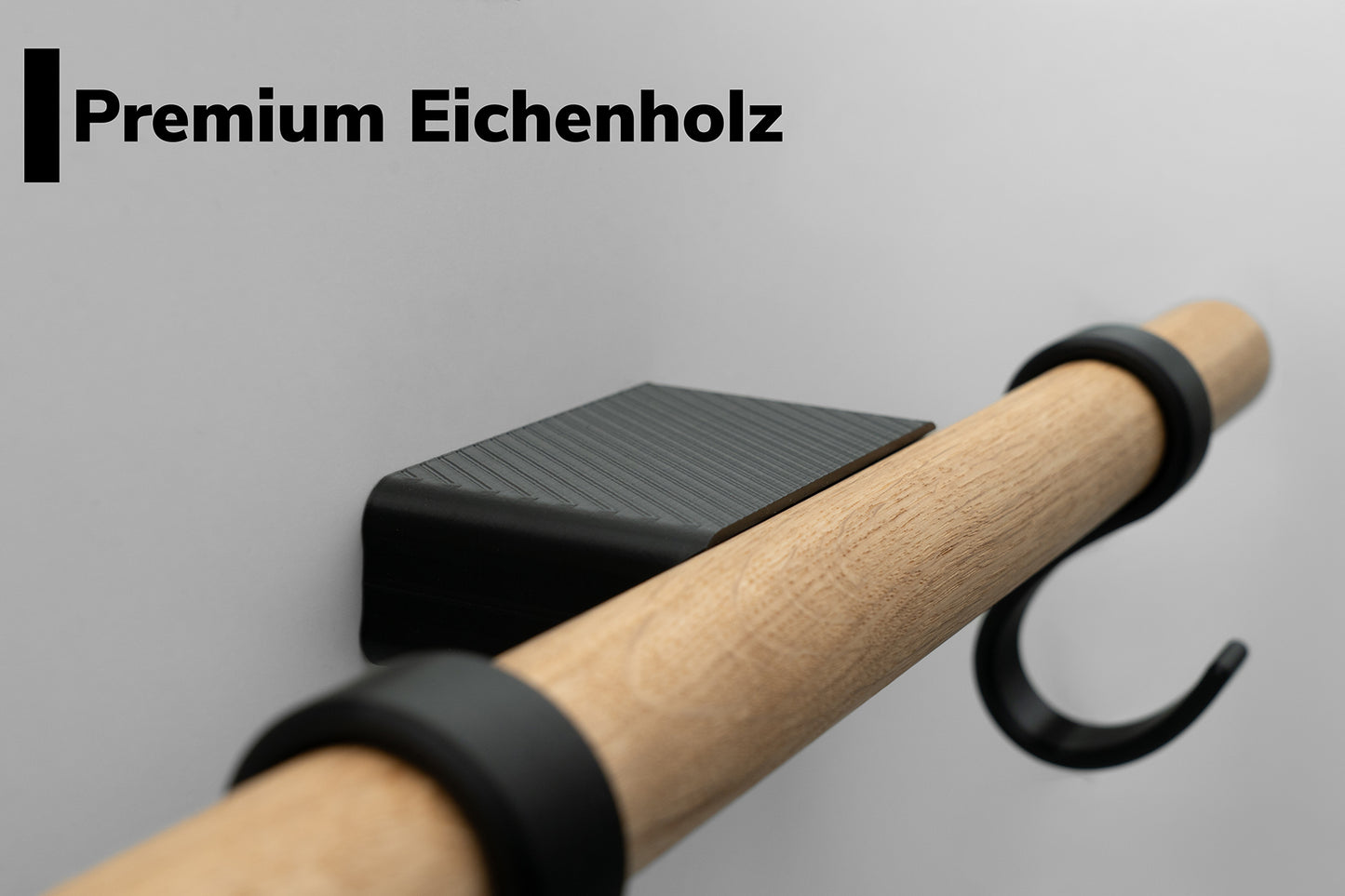 Fahrradhelm Wand Halter aus Eiche - Wandhalterung mit modernem Design – (Schwarz/Natur Eiche)
