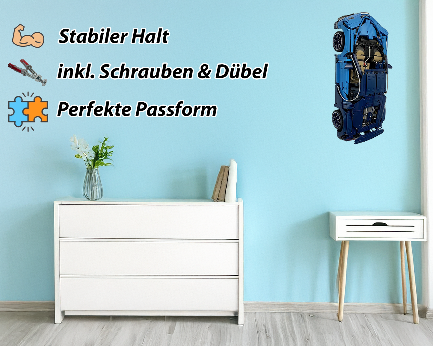 Wand Halterung Befestigung passend für Lego Technic Bugatti Chiron (42083)