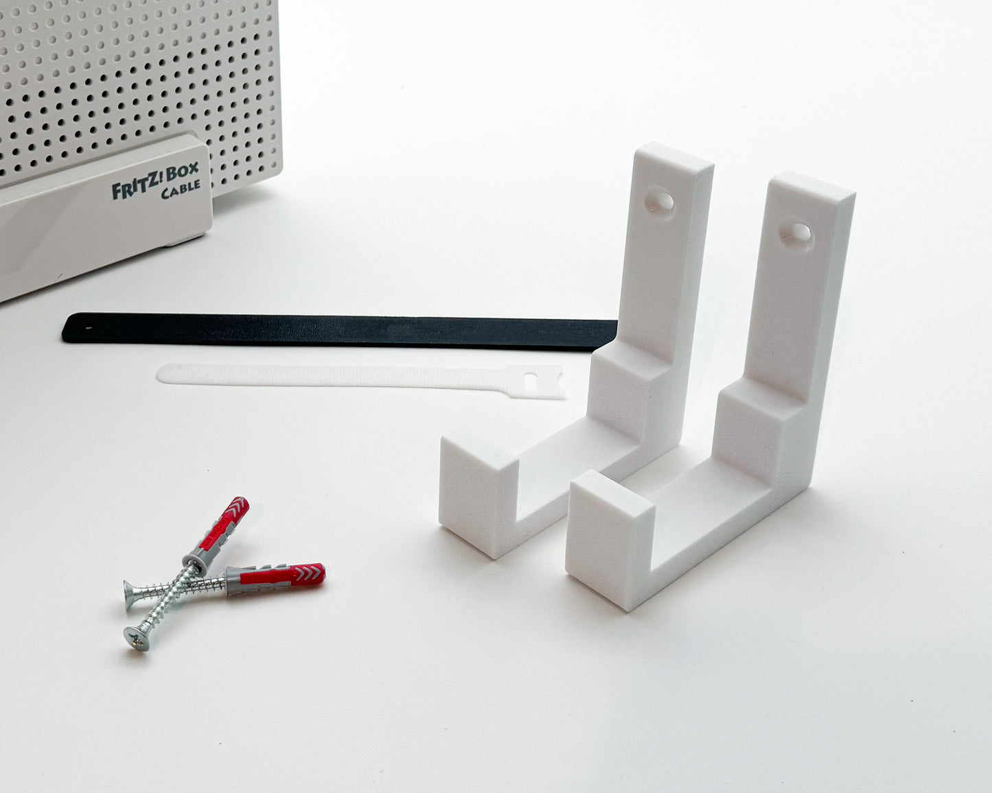 Wandhalter Halterung Set passend für Fritz!Box 6690, 6590 und 6591 Cable mit Befestigungsmaterial